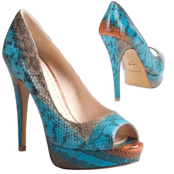 Pour La Victoire Snakeskin Peep-Toe Platform Heels – Size 8.5 - Picture 17 of 17